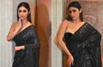 Mouni Roy looks gorgeous in a sequin black saree with off-shoulder blouse, see pics